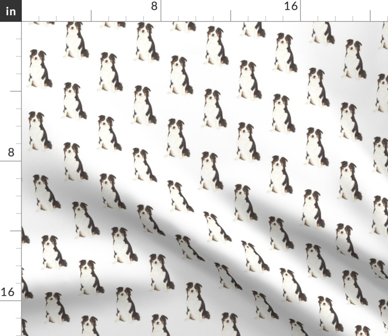 Australian Shepherds Illustrated Dog Cute Whimsical Black Custom Printed Fabric by Spoonflower Various Fabrics by the Yard or Fat Quarter